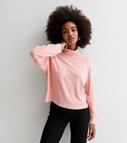 New Look Pink Brushed Knit Roll Neck Boxy Top